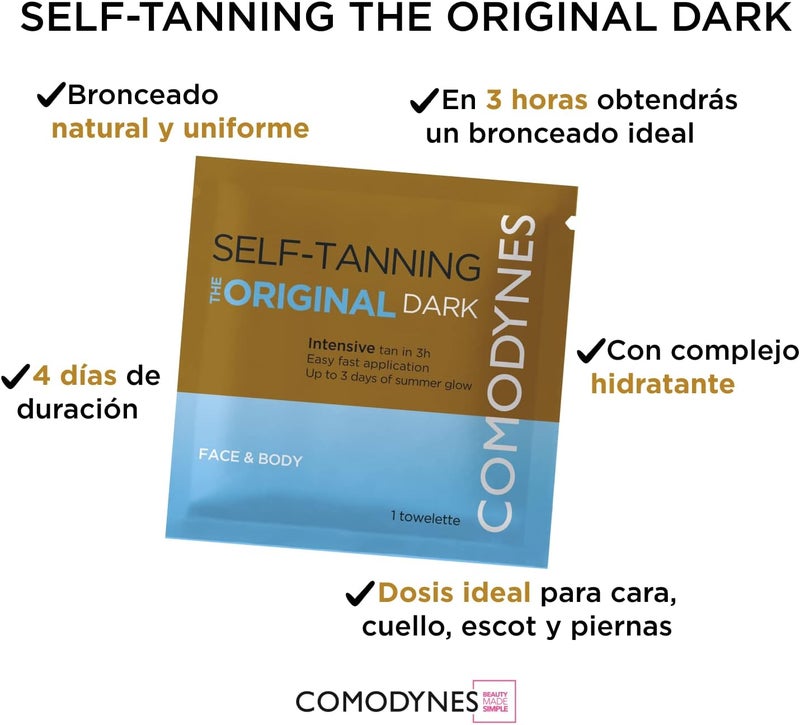 Comodynes Self-Tanning Towelettes - The Original Dark for Face & Body, 100g - Image 2
